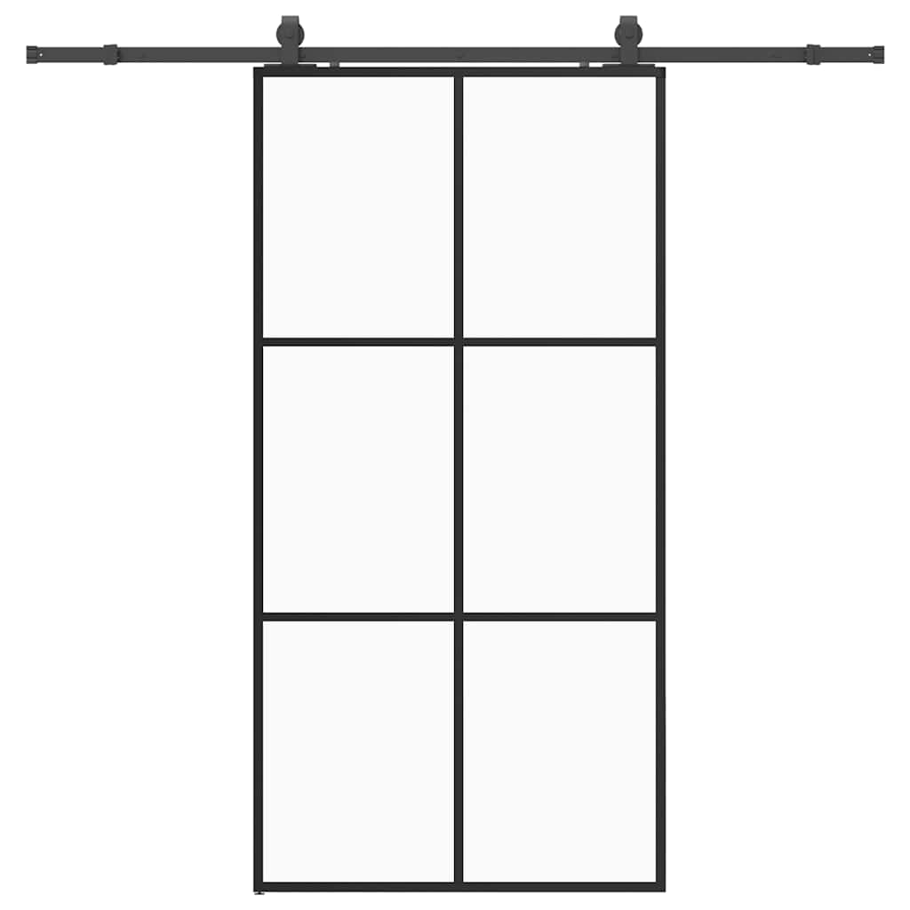 Klizna vrata s priborom crna 102 x 205 cm od ESG stakla