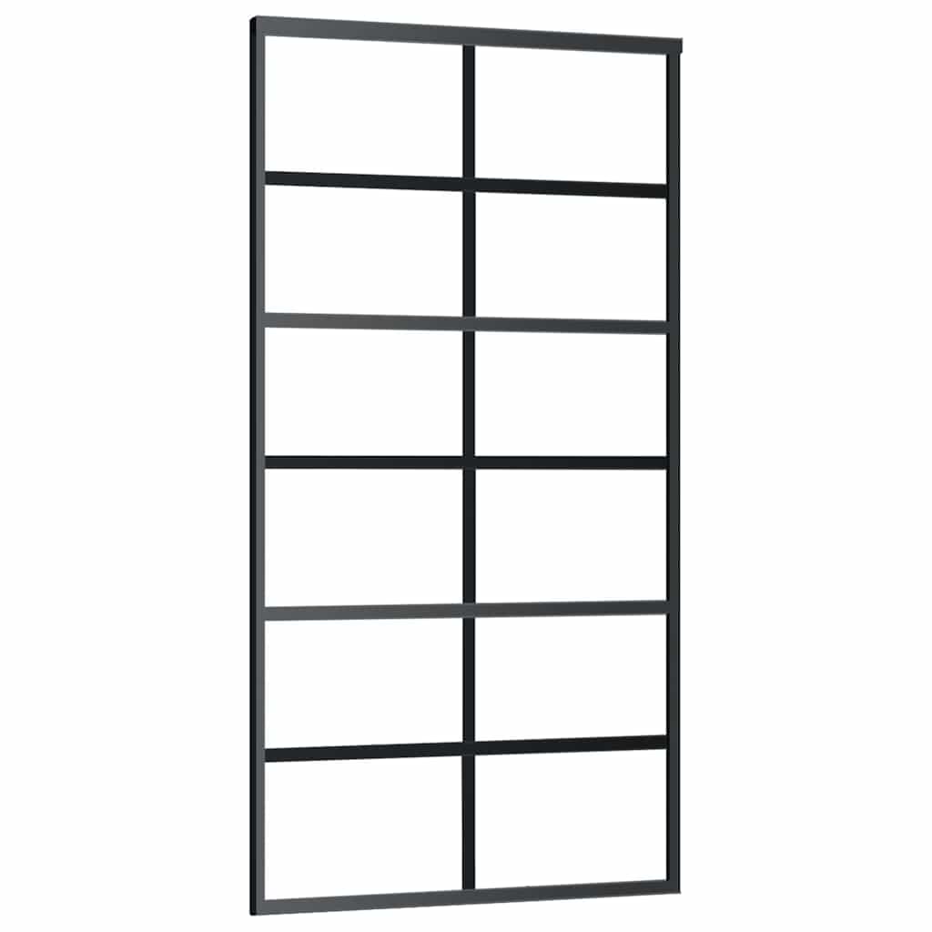 Klizna vrata s priborom crna 102 x 205 cm od ESG stakla