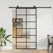 Klizna vrata s priborom crna 102 x 205 cm od ESG stakla
