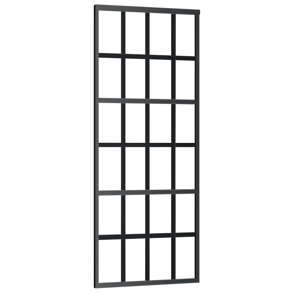 Klizna vrata s priborom crna 76 x 205 cm od ESG stakla