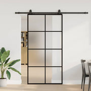 Klizna vrata s okovima crna 102,5x205 cm ESG staklo