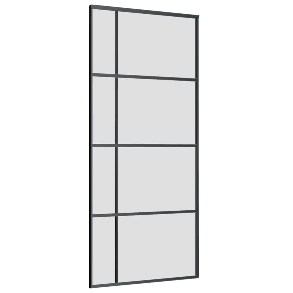 Klizna vrata s priborom crna 90 x 205 cm od ESG stakla
