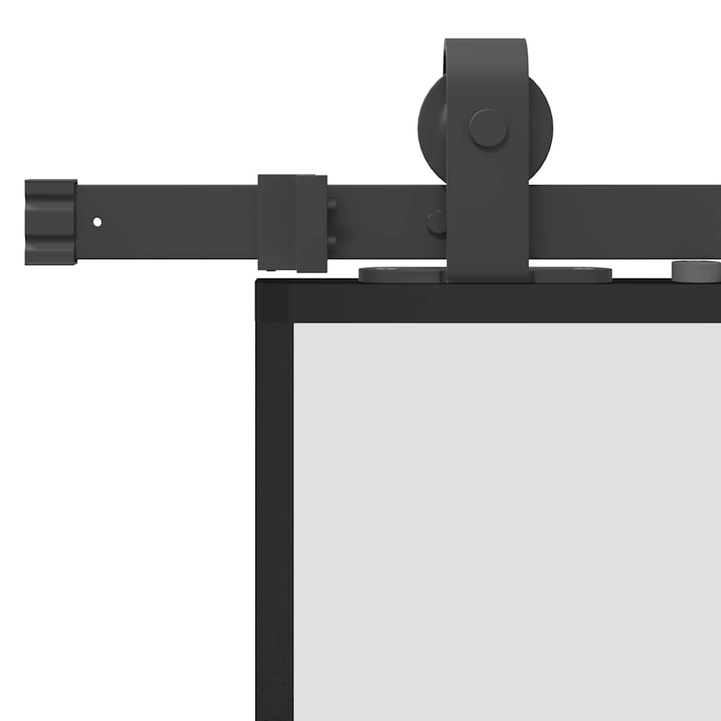 Klizna vrata s priborom crna 90 x 205 cm od ESG stakla