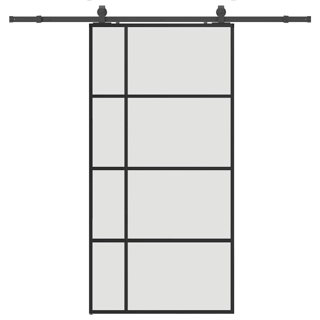 Klizna vrata s okovima crna 102,5x205 cm ESG staklo