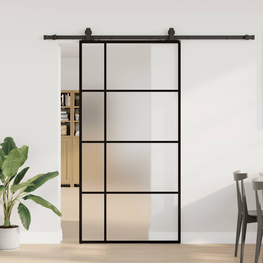 Klizna vrata s okovima crna 102,5x205 cm ESG staklo