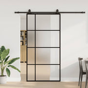 Klizna vrata s okovima crna 102,5x205 cm ESG staklo