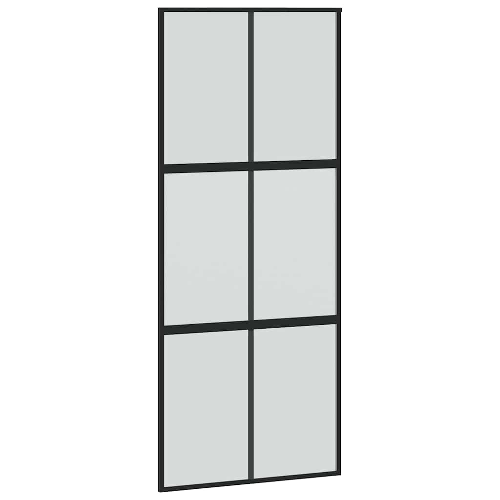 Klizna vrata s priborom crna 90 x 205 cm kaljeno staklo