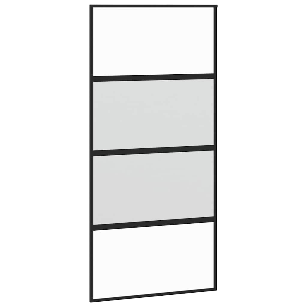Klizna vrata s priborom crna 102,5 x 205 cm kaljeno staklo