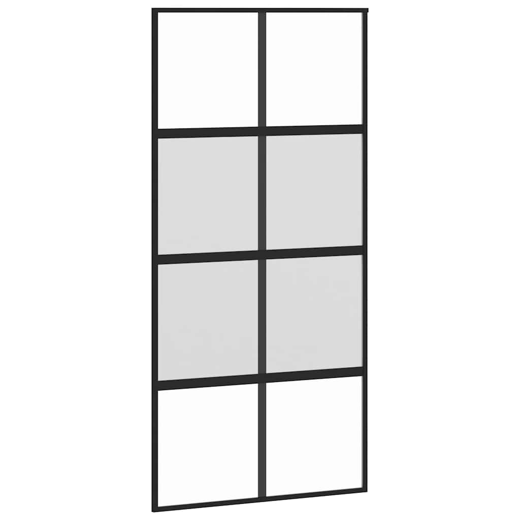 Klizna vrata s priborom crna 102,5 x 205 cm kaljeno staklo