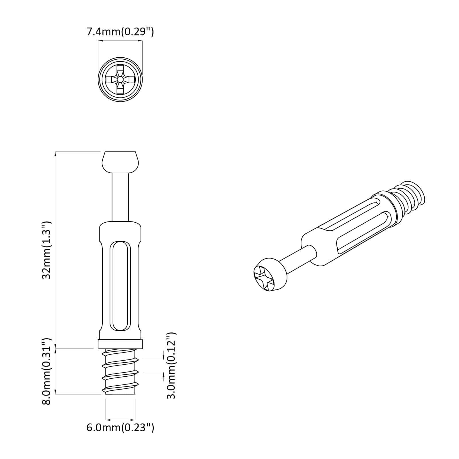 Brava vijak s kamerom 2 pcs Srebrna i crna M6 x 40 mm Metal
