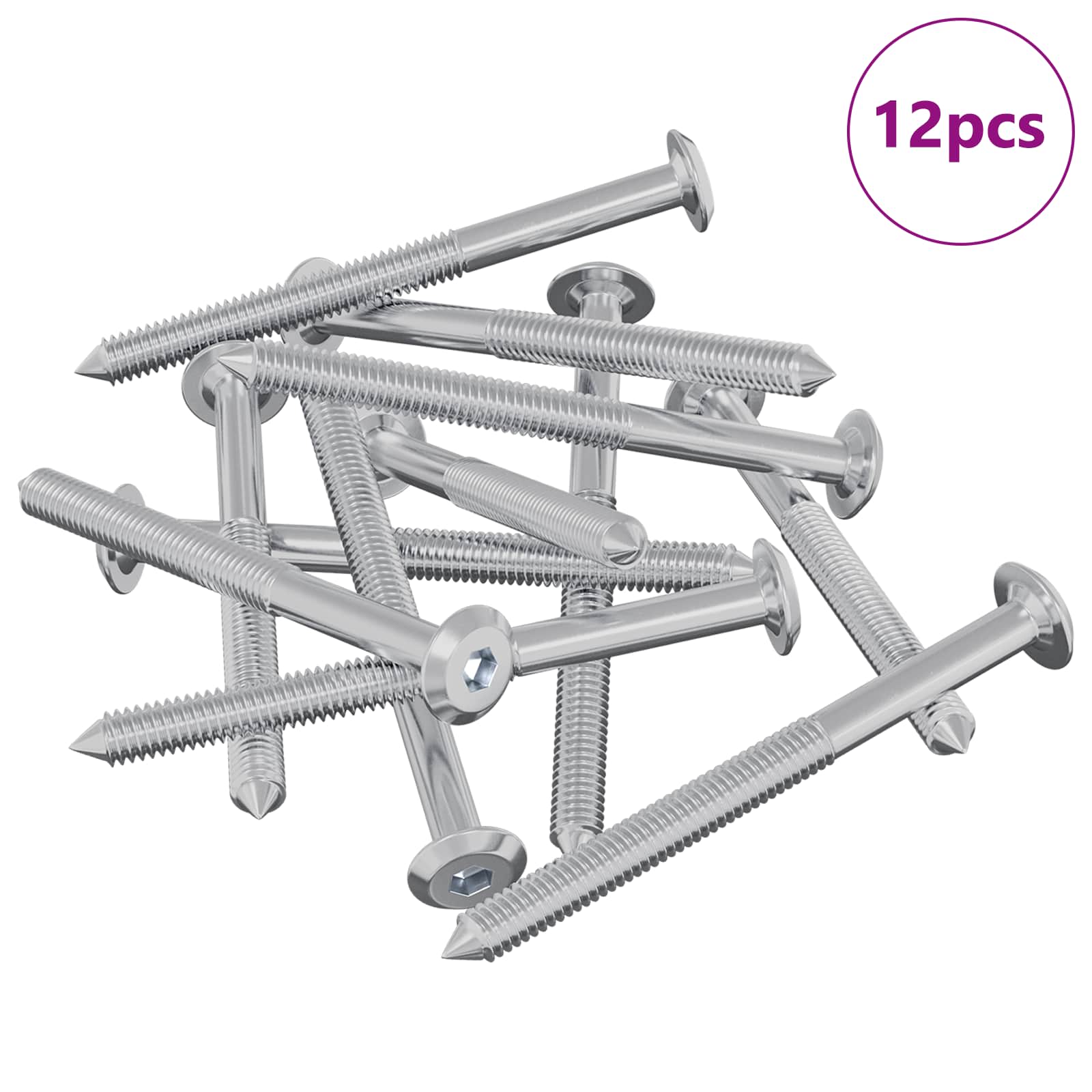 Namještajni vijci 12 pcs Srebrno M6 x 70 mm Čelik