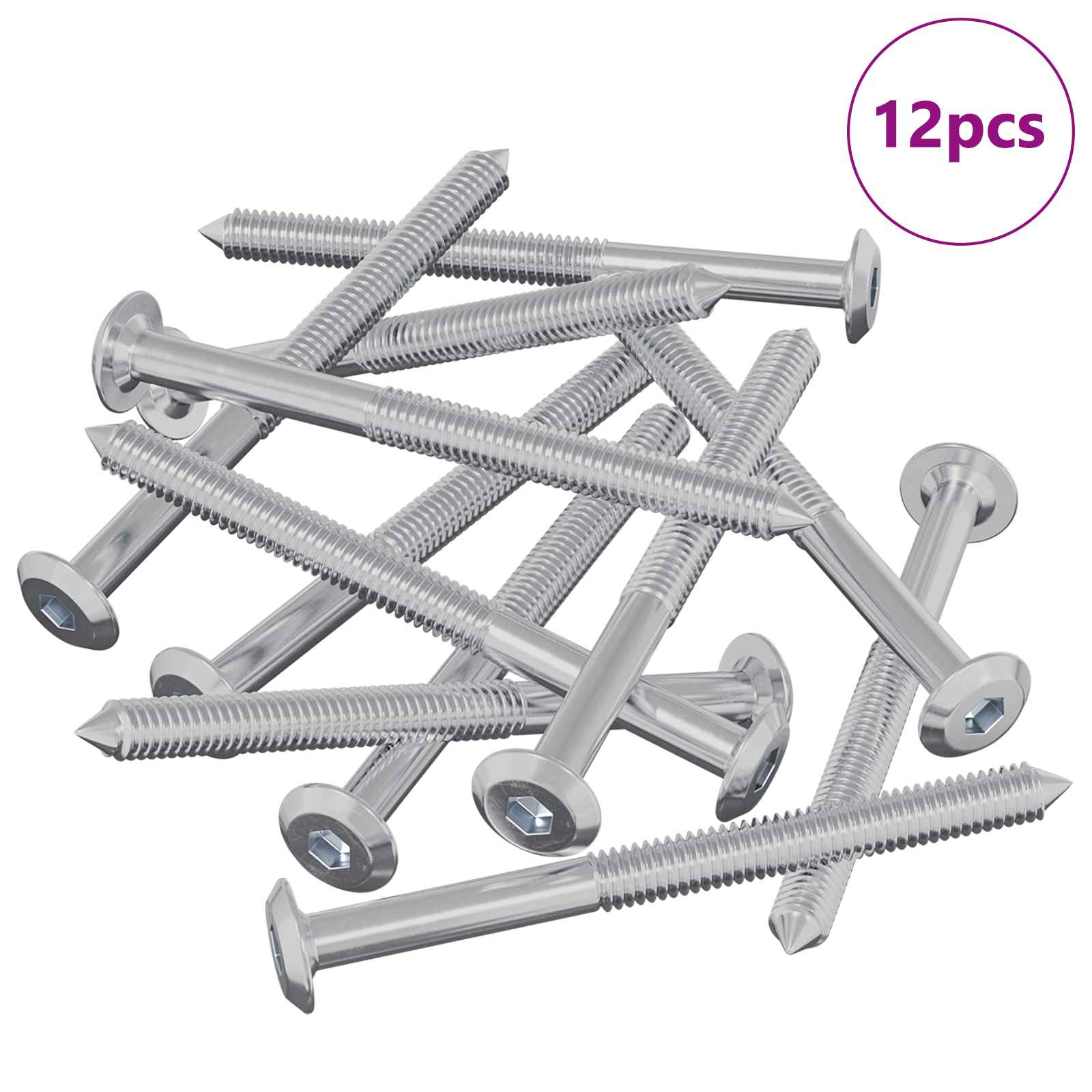 Namještajni vijci 12 pcs Srebrno M6 x 85 mm Čelik