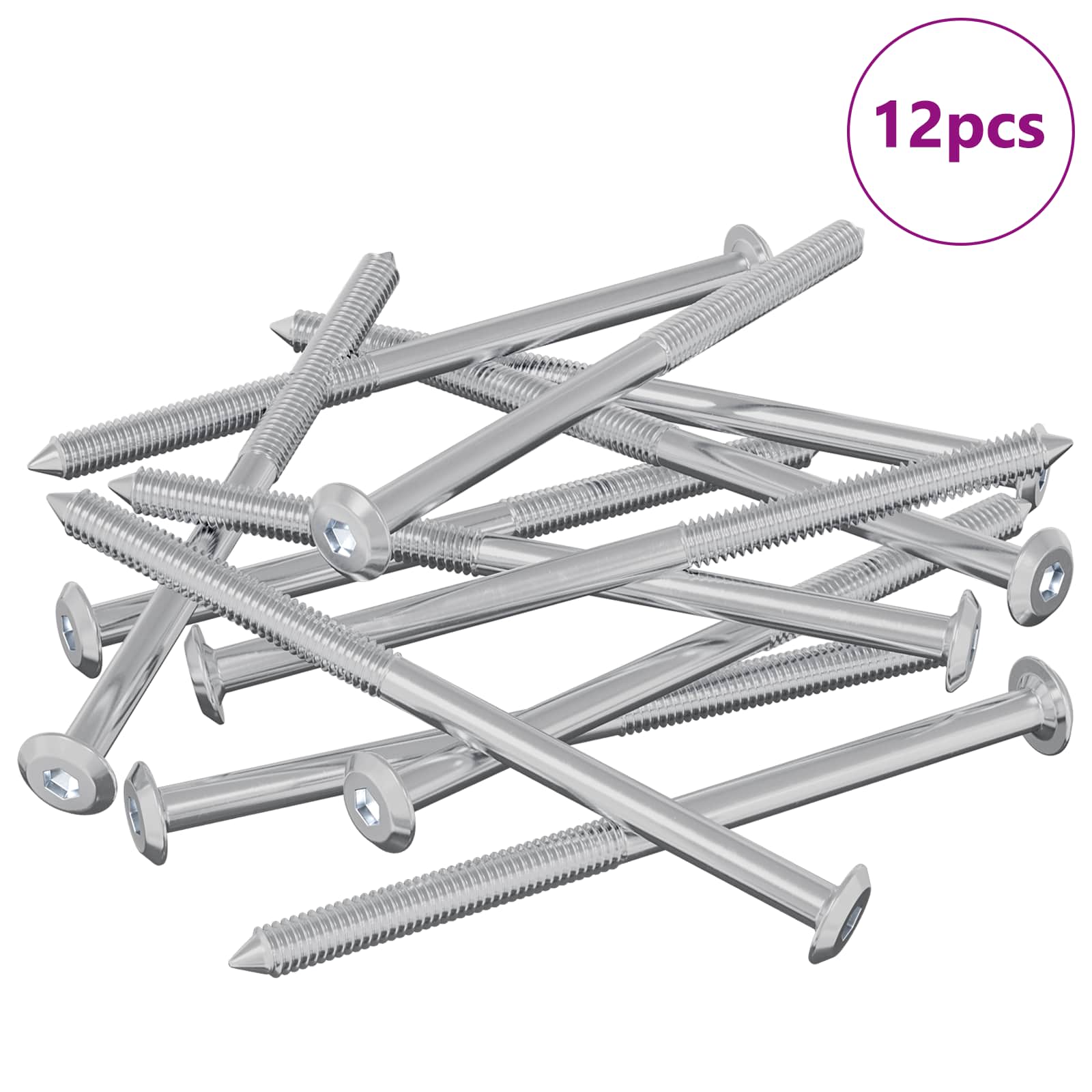 Namještajni vijci 12 pcs Srebrno M6 x 100 mm Čelik