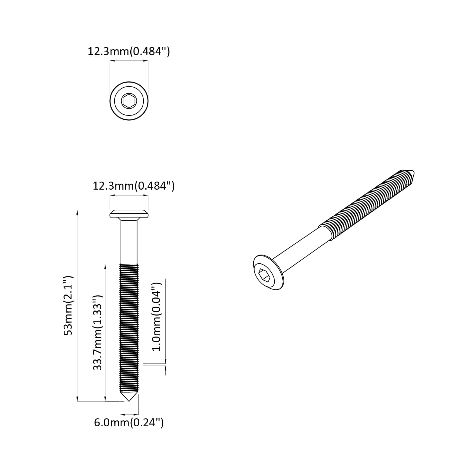 Vijak 12 pcs Srebrno M6 x 50 mm Čelik