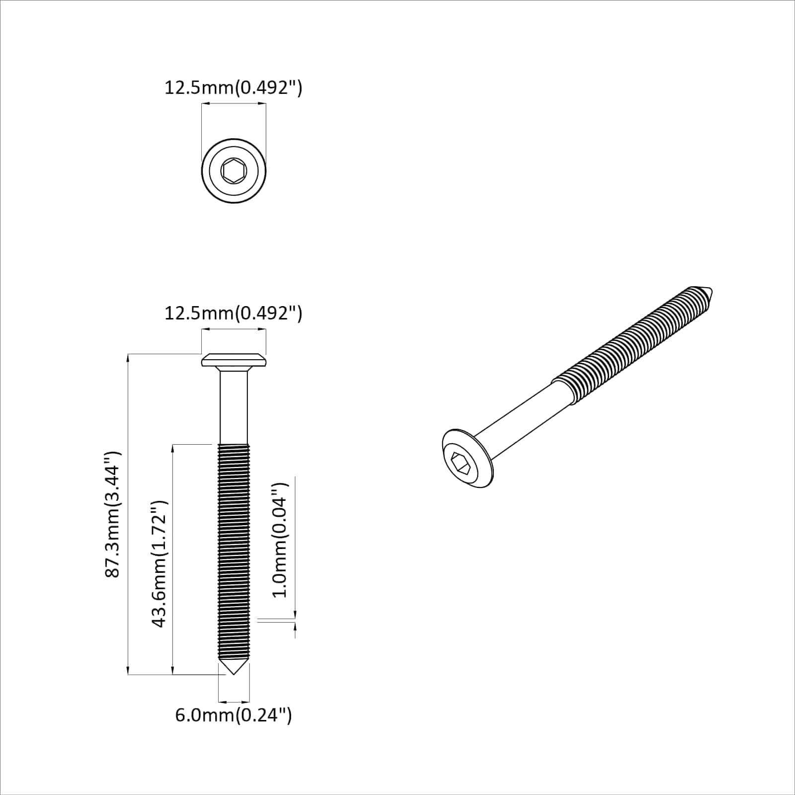 Vijak 1200 pcs Srebrno M6 x 85 mm Čelik