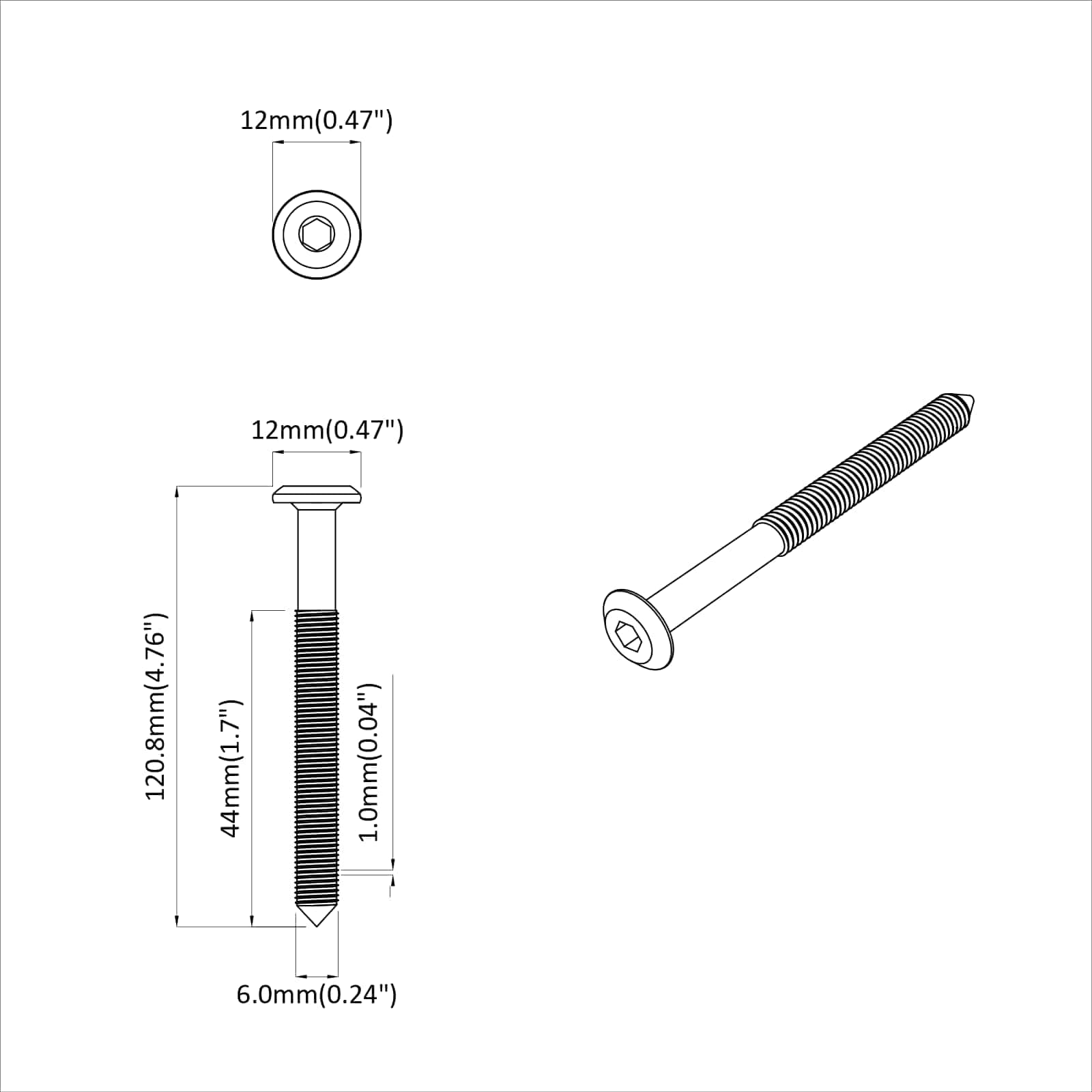 Vijak 2 pcs Srebrno M6 x 100 mm Čelik