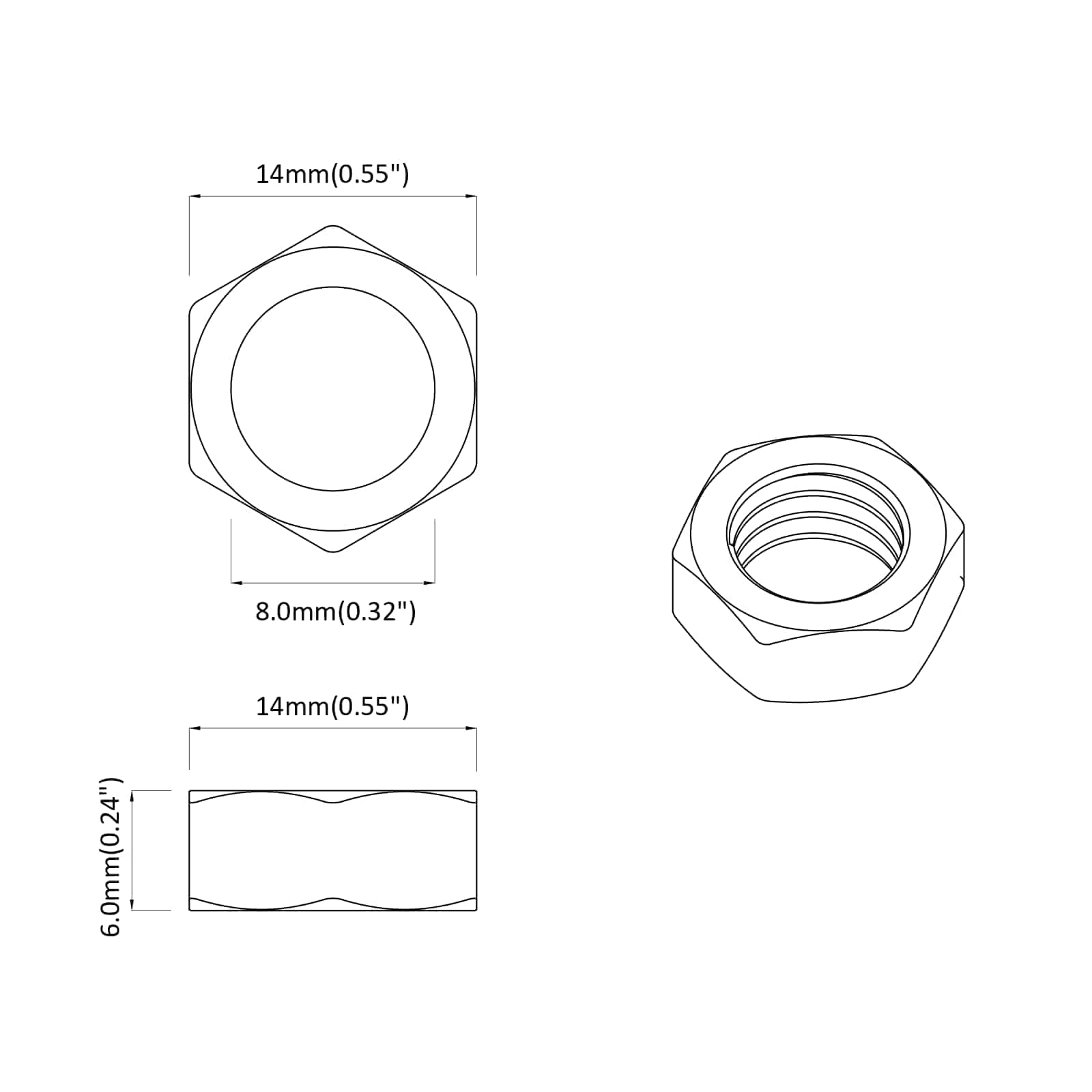 Šesterokutna matica 3600 pcs Srebrno Metal