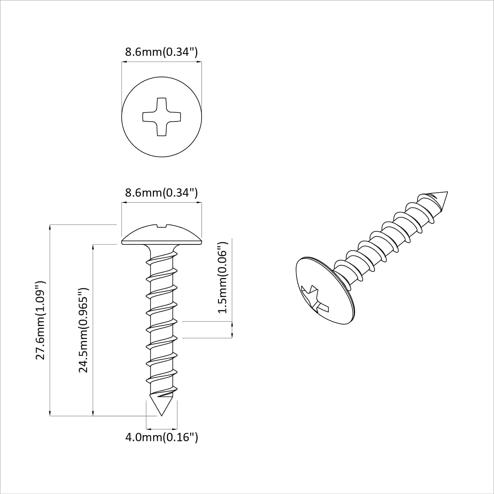 Samoupravni čavao 2 pcs Crna 4 x 25 mm Čelik
