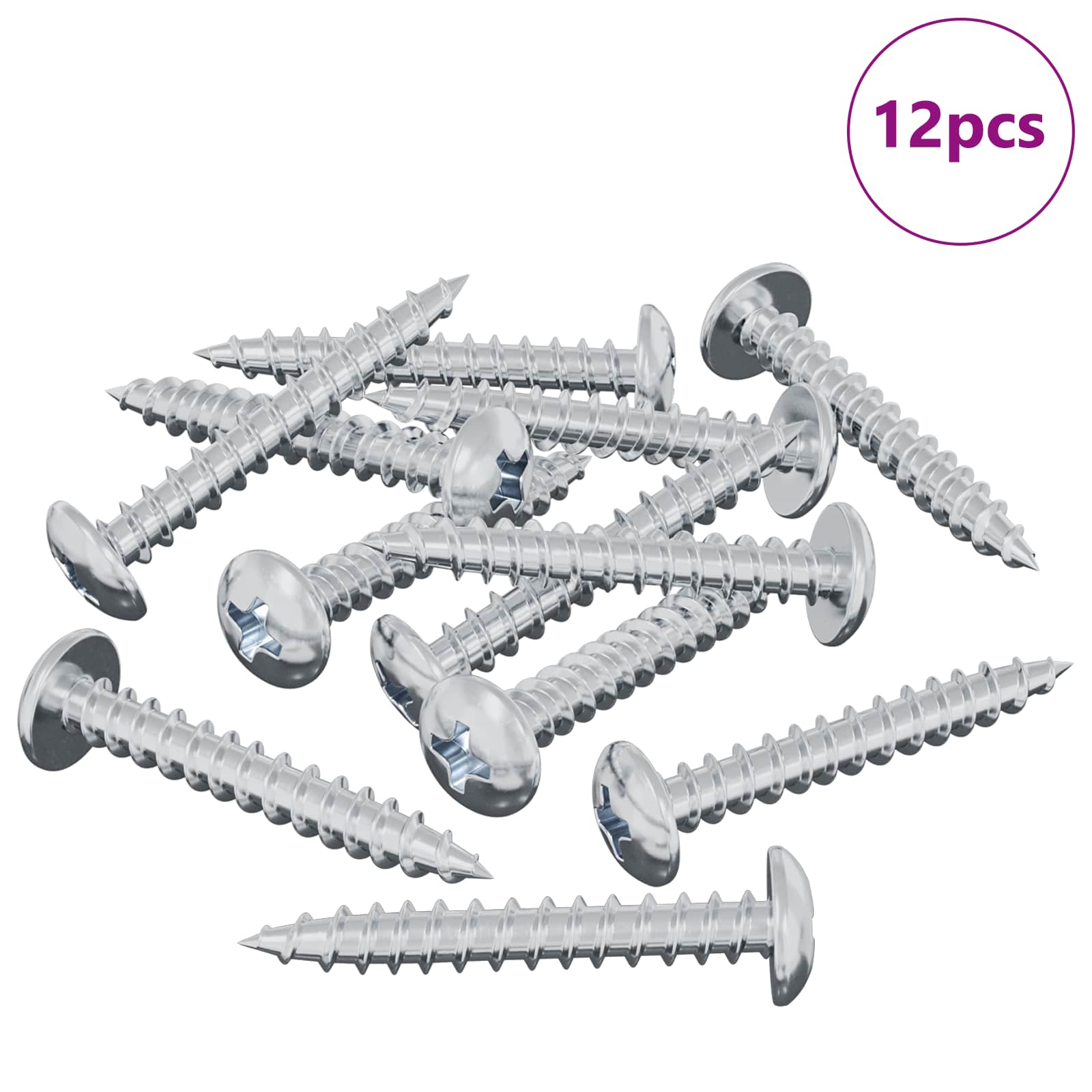 Drveni vijak 12 pcs Srebrno M4 x 28 mm Željezo