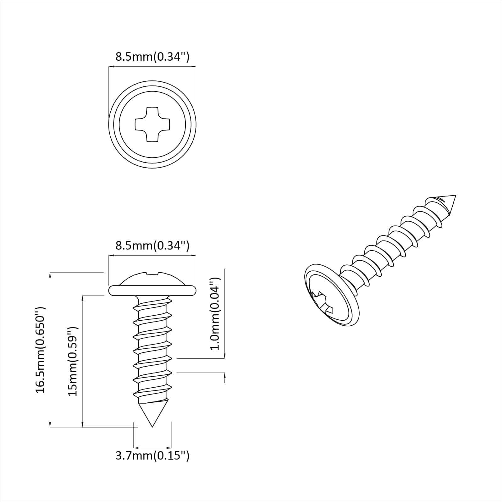 Vijak 12 pcs Srebrno M4 x 16 mm Čelik