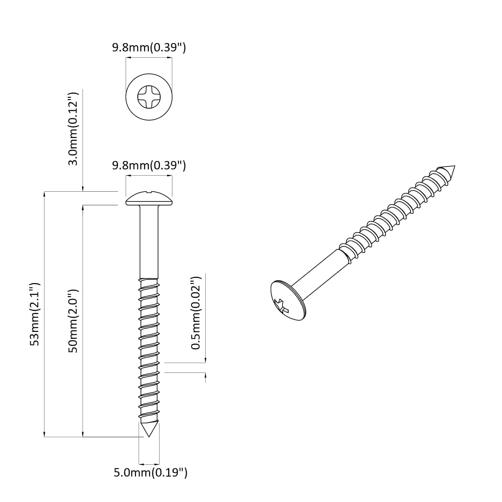 Drveni vijak 3273 pcs Srebrno 9,8 x 53 mm Čelik