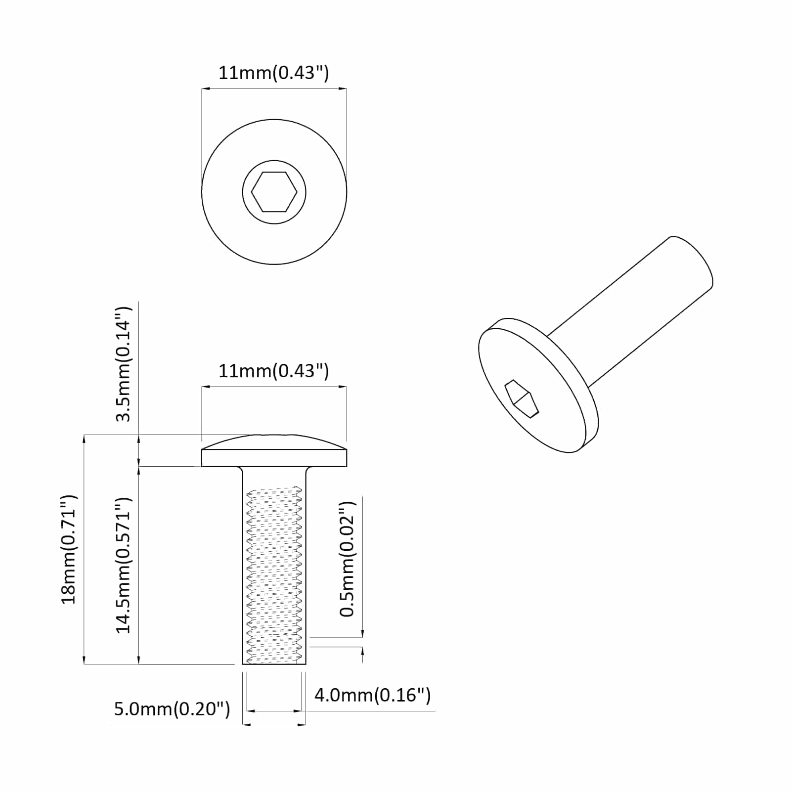 Matične Cijevi 2 pcs Crna M4 x 14,5 mm Metal