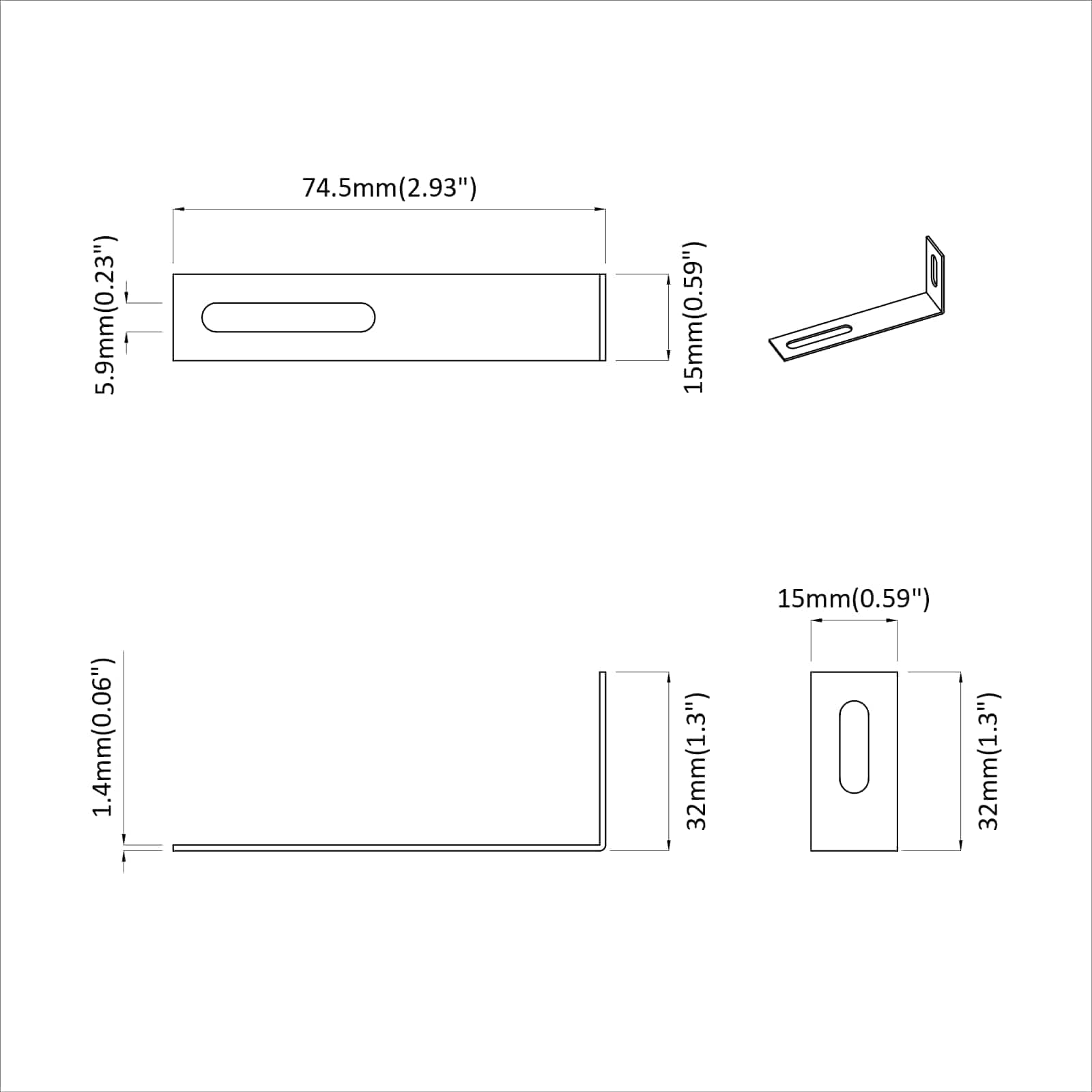 Nosač protiv prevrtanja 12 pcs Srebrno 74,5 x 15 x 32 mm