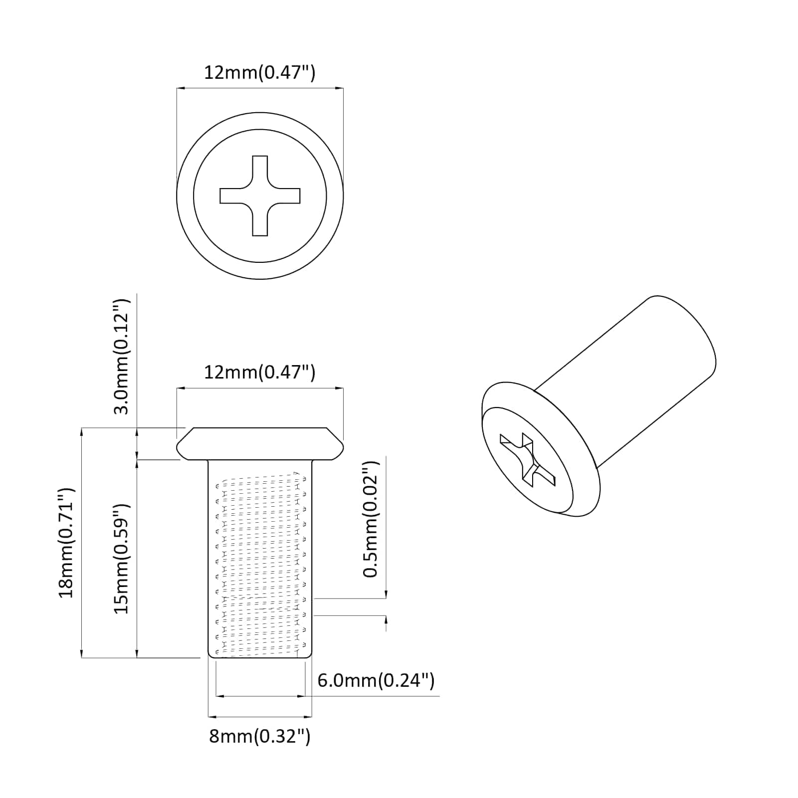 Sigurnosna matica 12 pcs Nikla M6 x 15 mm Čelik