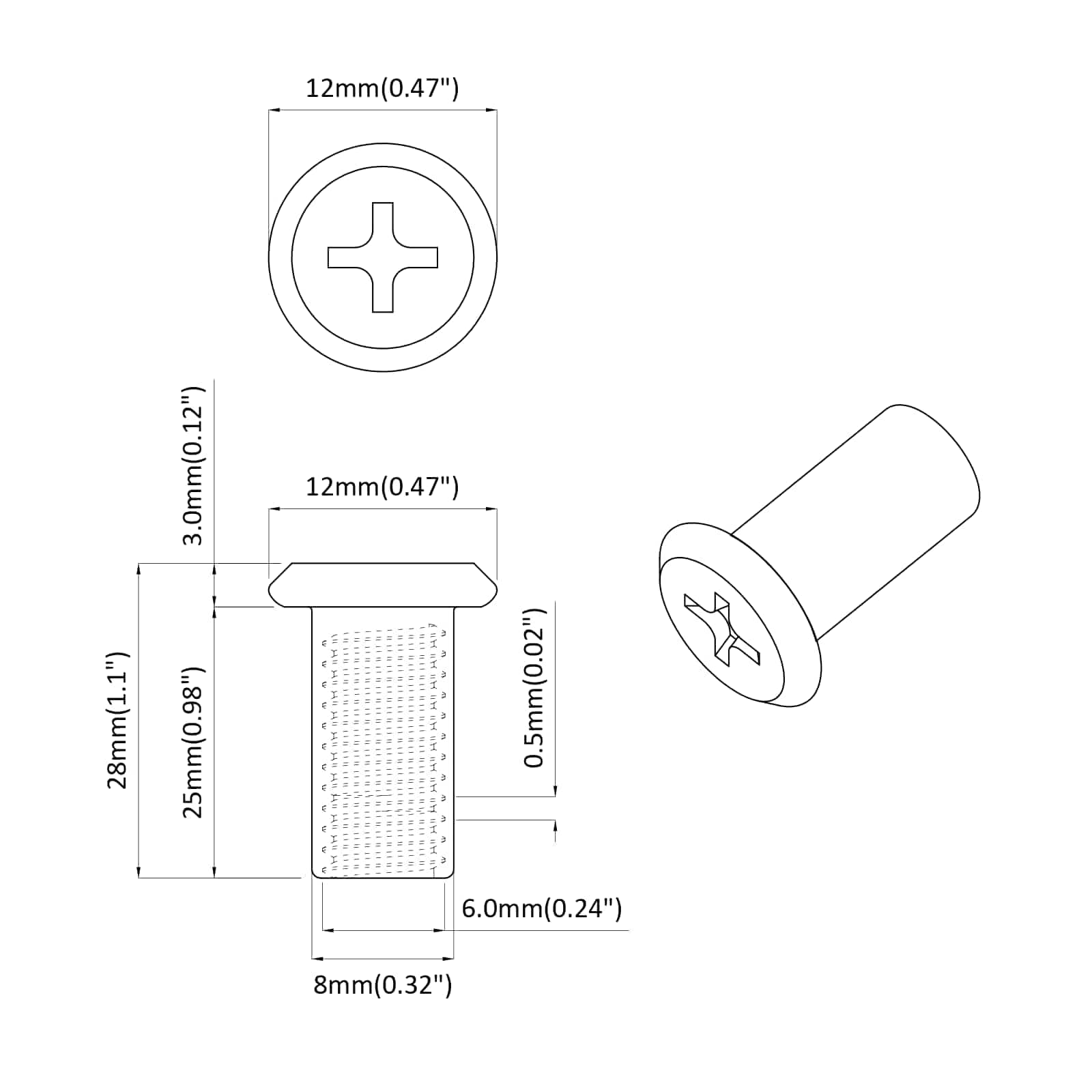 Sigurnosna matica 2 pcs Nikla M6 x 25 mm Čelik
