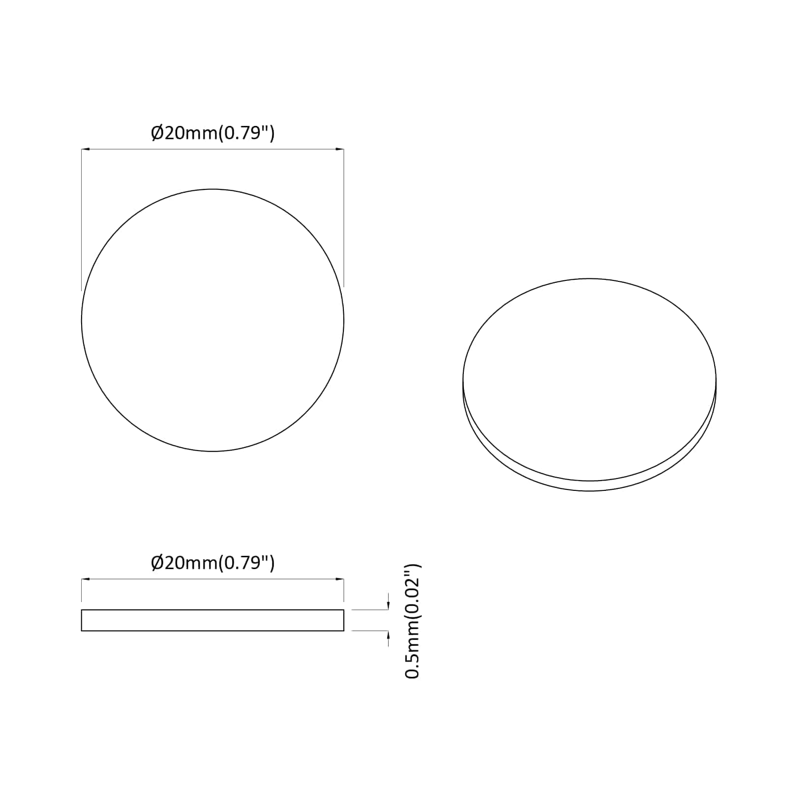 Naljepnica 12 pcs Bijelo Ø 20 x 0,5 mm Papir