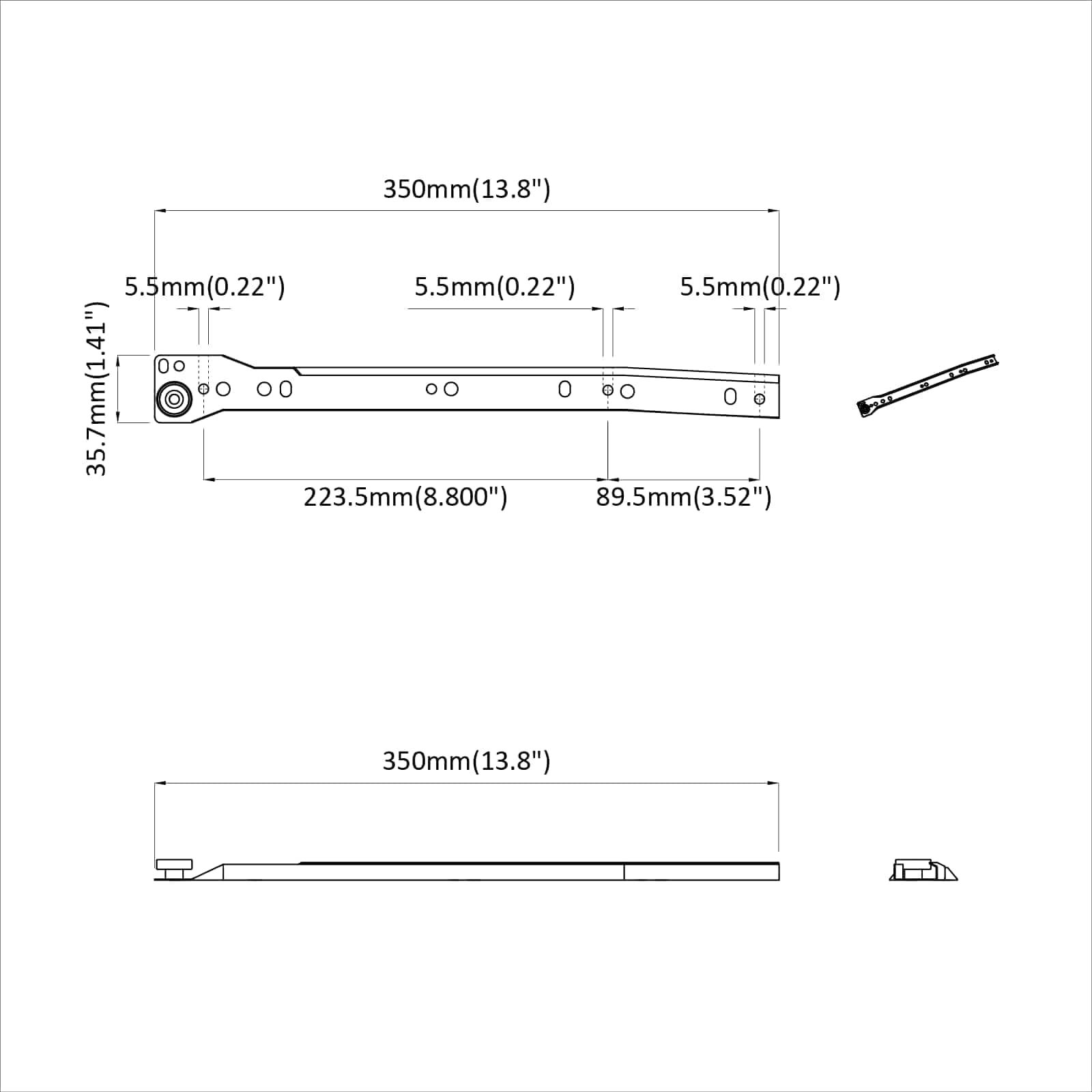 Klizač za ladice 63 pcs Bijelo Čelik
