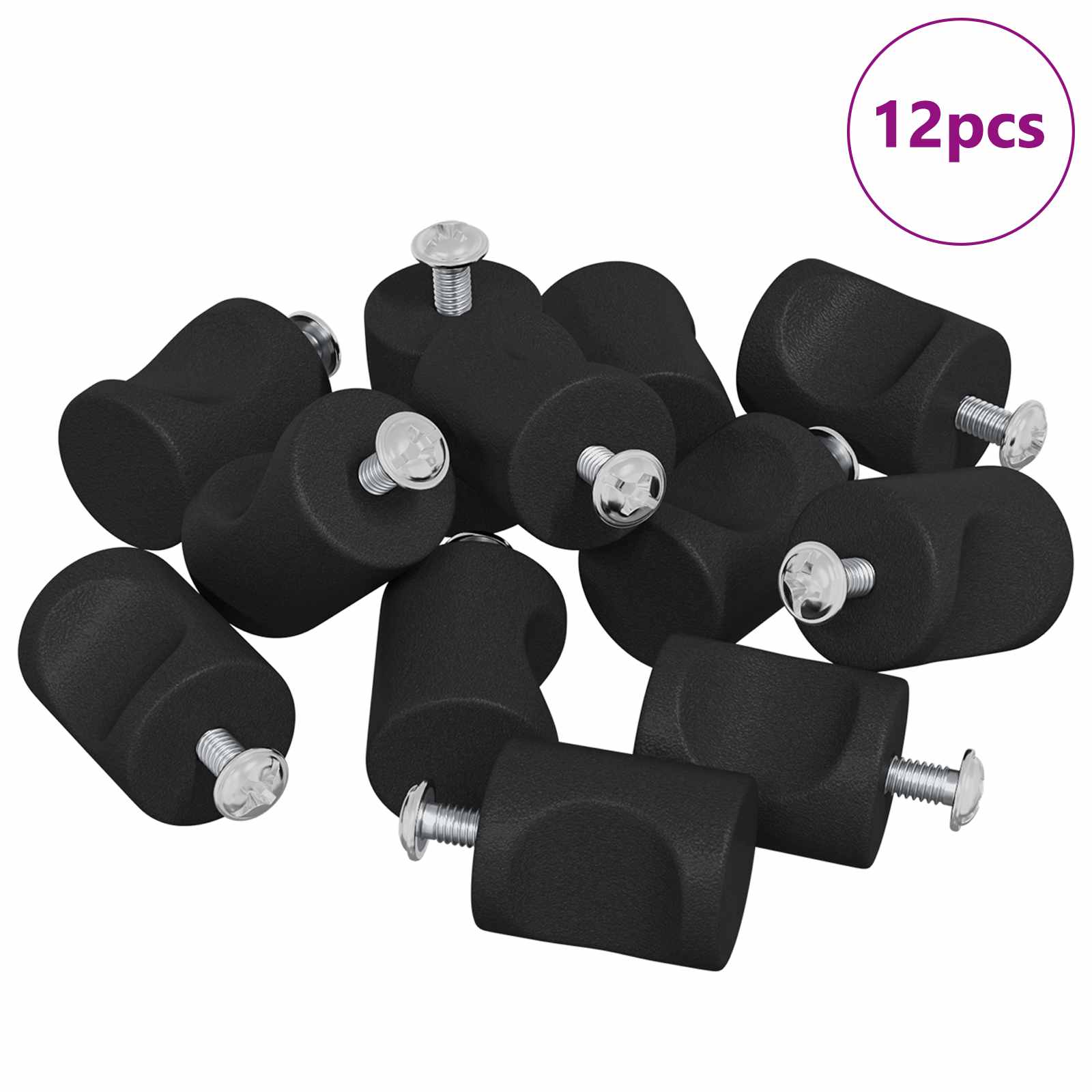 Gumbi za kabinetska vrata 12 pcs Crna M4 x 12 mm Željezo