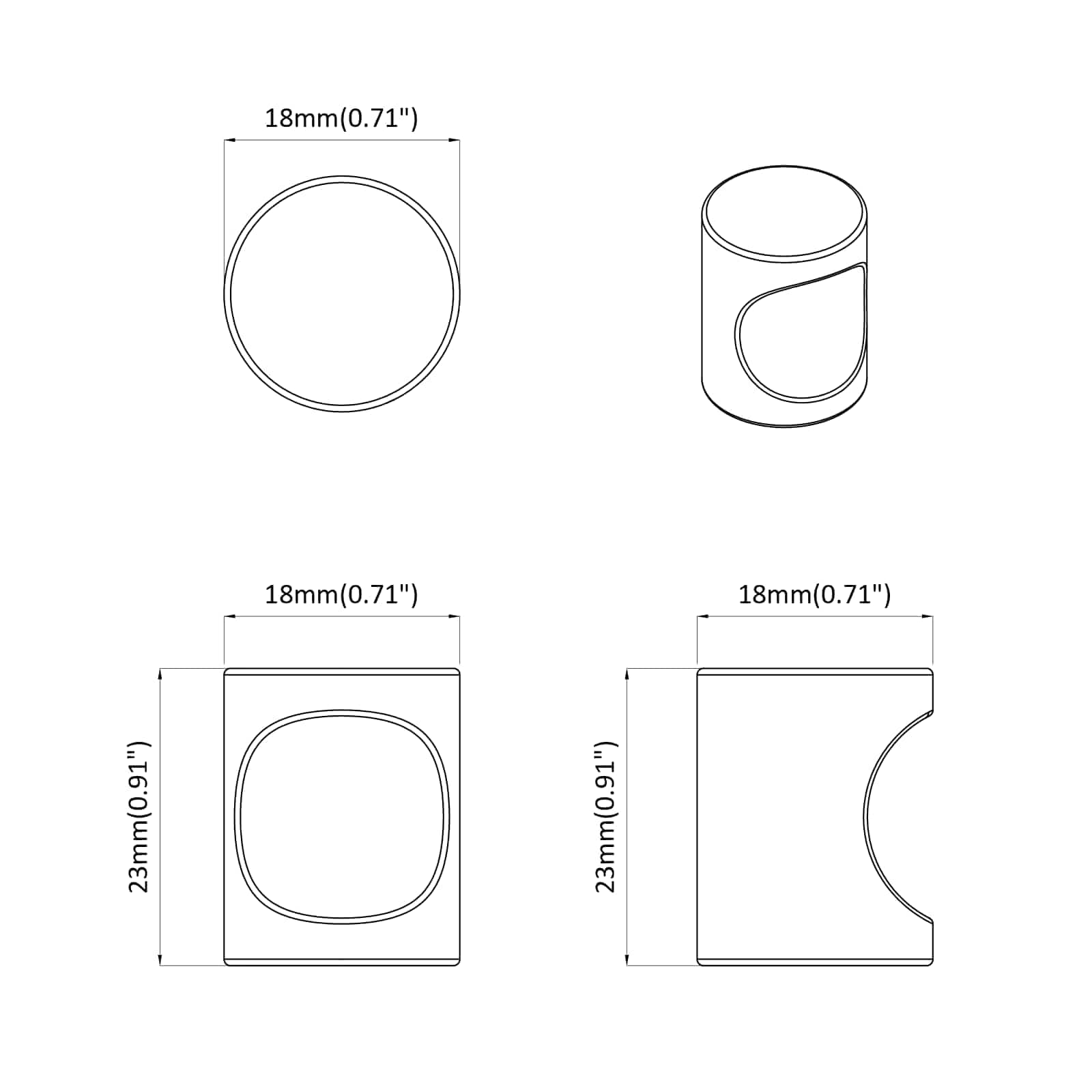 Kabinetski gumb 12 pcs Crna 18 x 23 mm Željezo