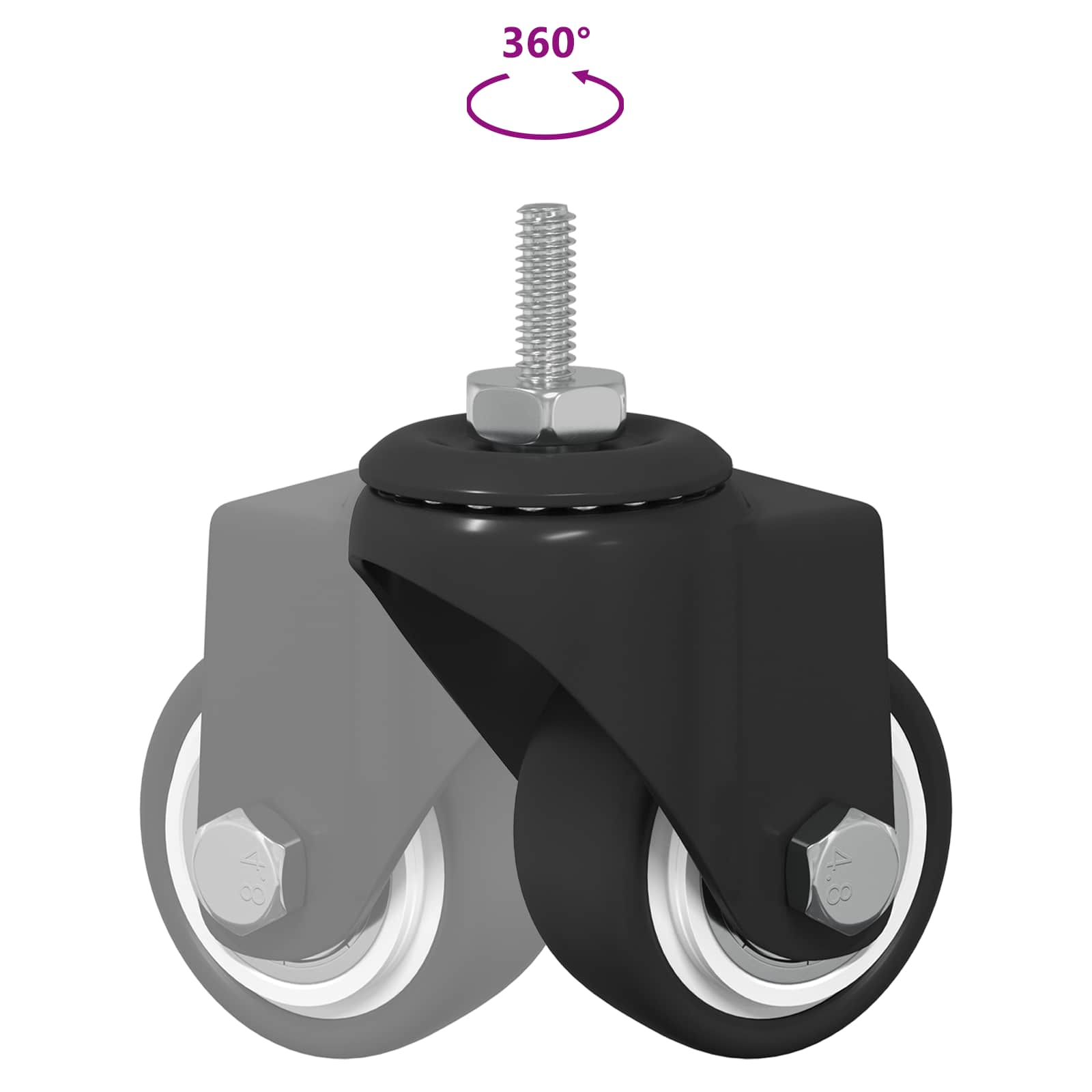 Dizalni kotač 2 pcs Crna 40,4 x 40,4 x 19,7 mm Željezo i najlon