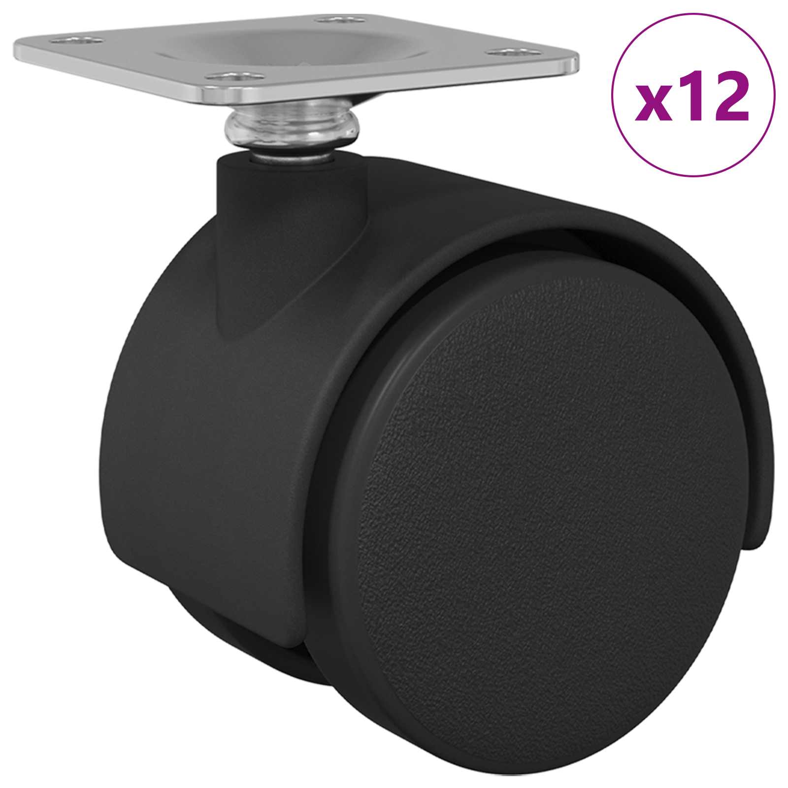 Dizalni kotač 12 pcs Crna 39,5 x 39,5 x 37,8 mm Željezo i PP