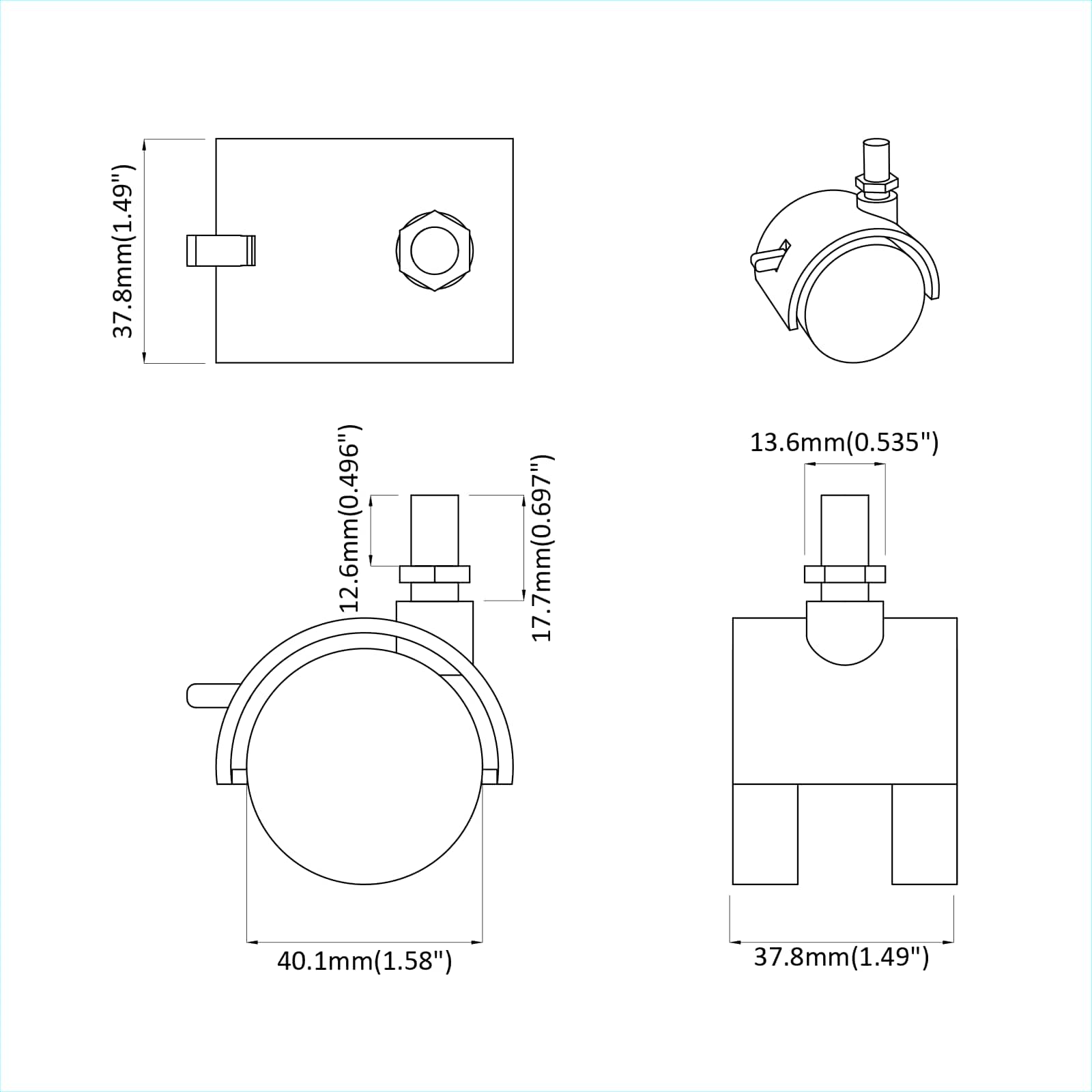 Kaster 12 pcs Crna i srebrna 40,1 x 40,1 x 37,8 mm Željezo i PP