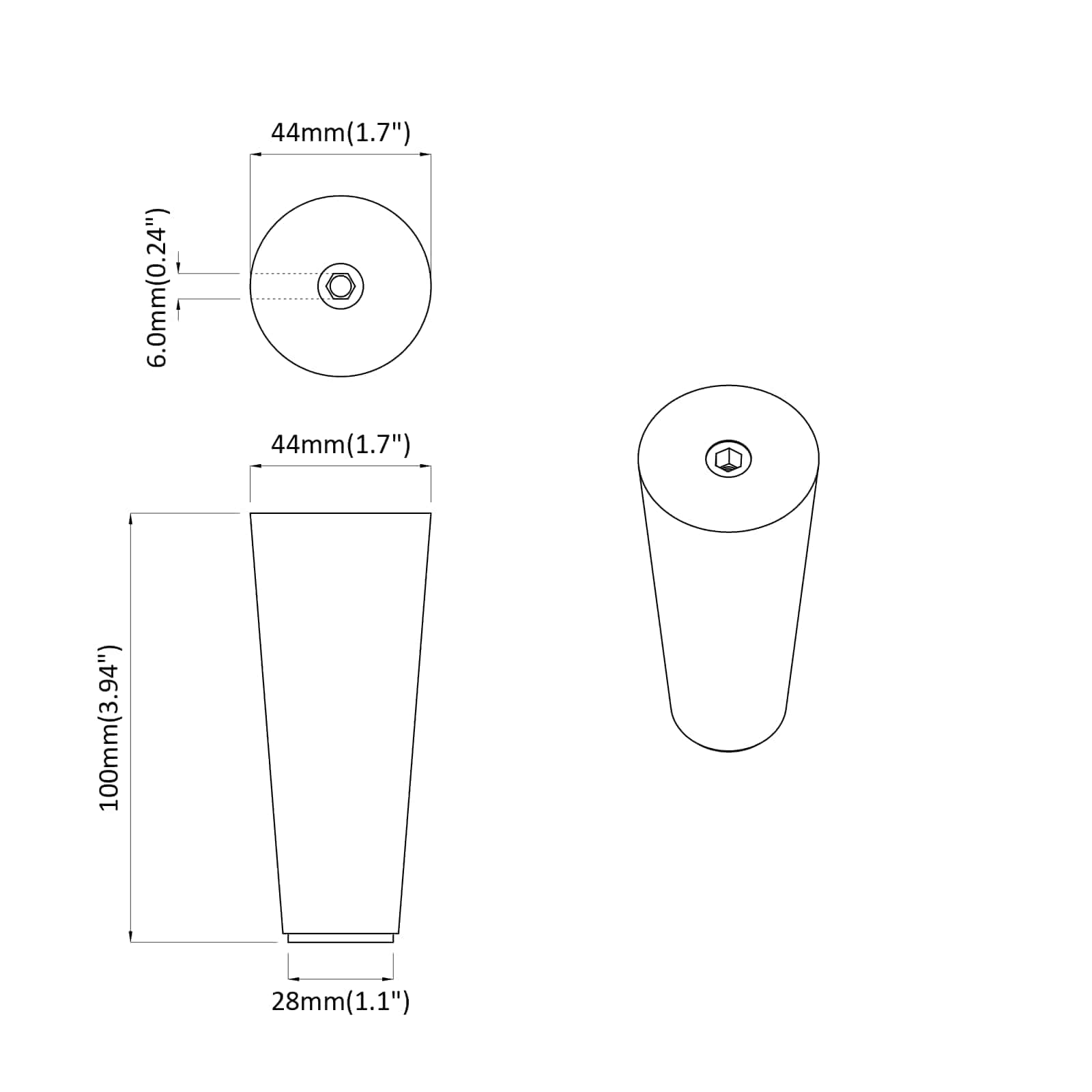 Noge namještaja 2 pcs Smeđa Ø 44 x 100 mm