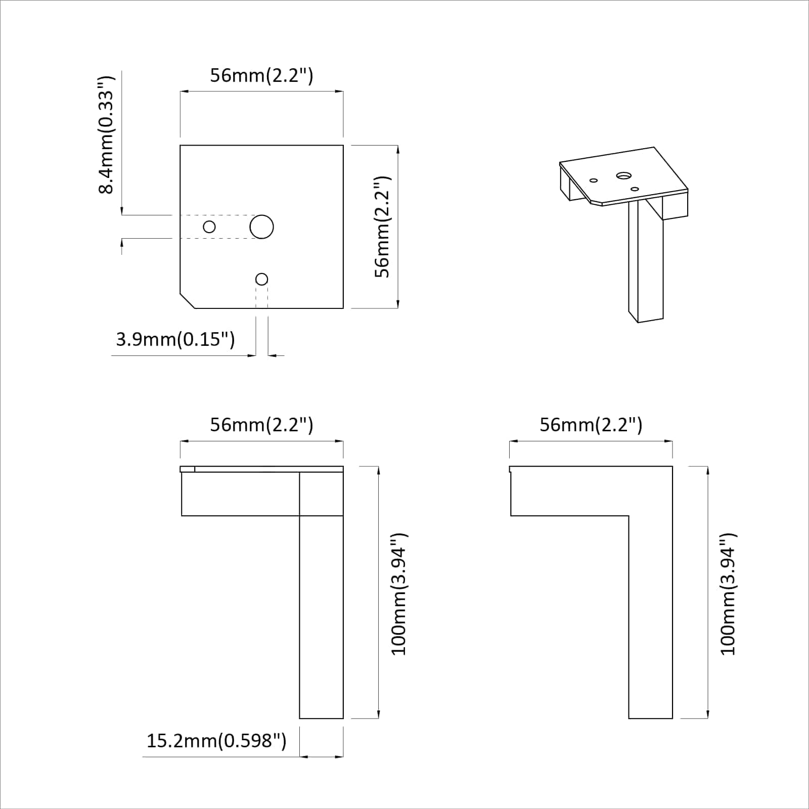 Stativne Noge 12 pcs Crna 57 x 57 x 100 mm Željezo