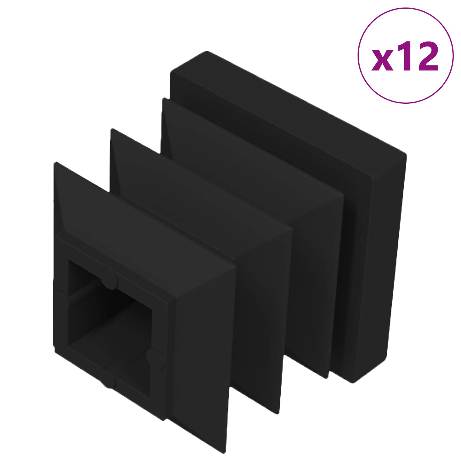Završne kapice 12 pcs Crna 15 x 15 x 15 mm PP