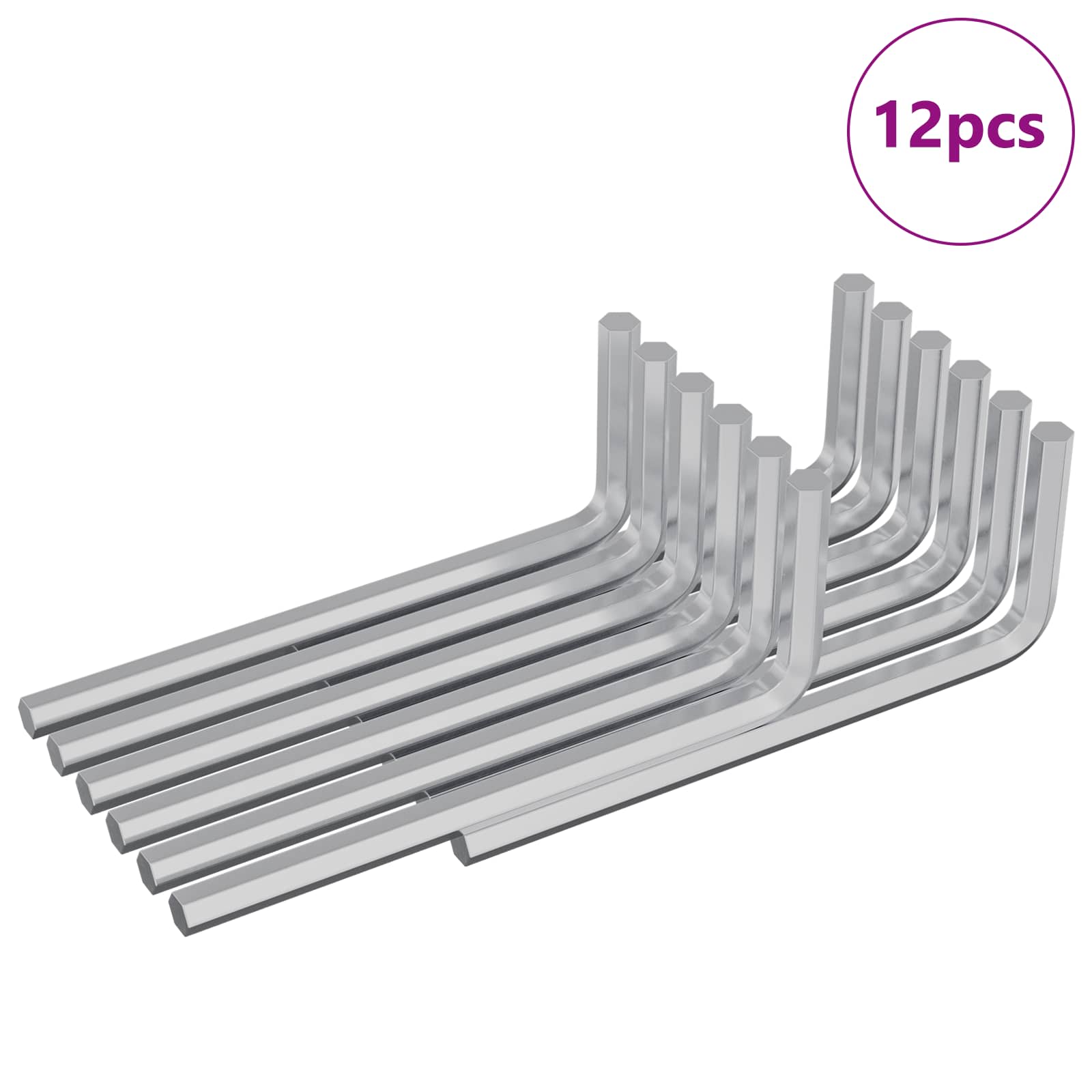 Hex ključ 12 pcs Srebrno 22 x 66 mm Čelik