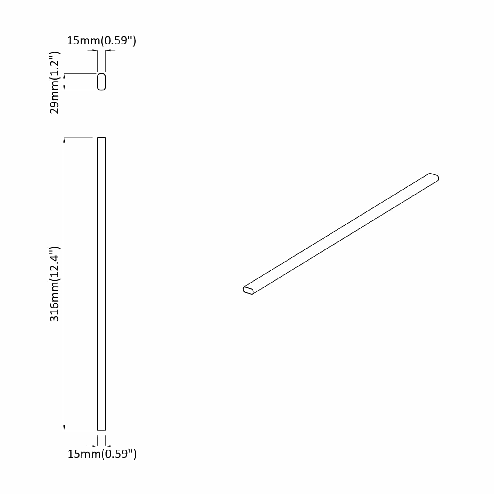 Cijev za ormar 12 pcs Srebrno 316 x 15 x 29 mm