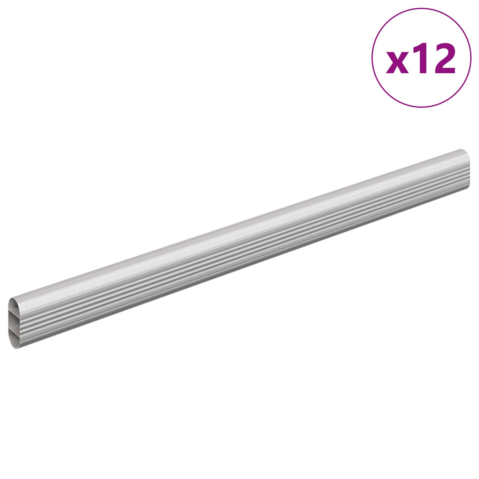 Cijev za ormar 12 pcs Srebrno 372 x 15 x 29 mm