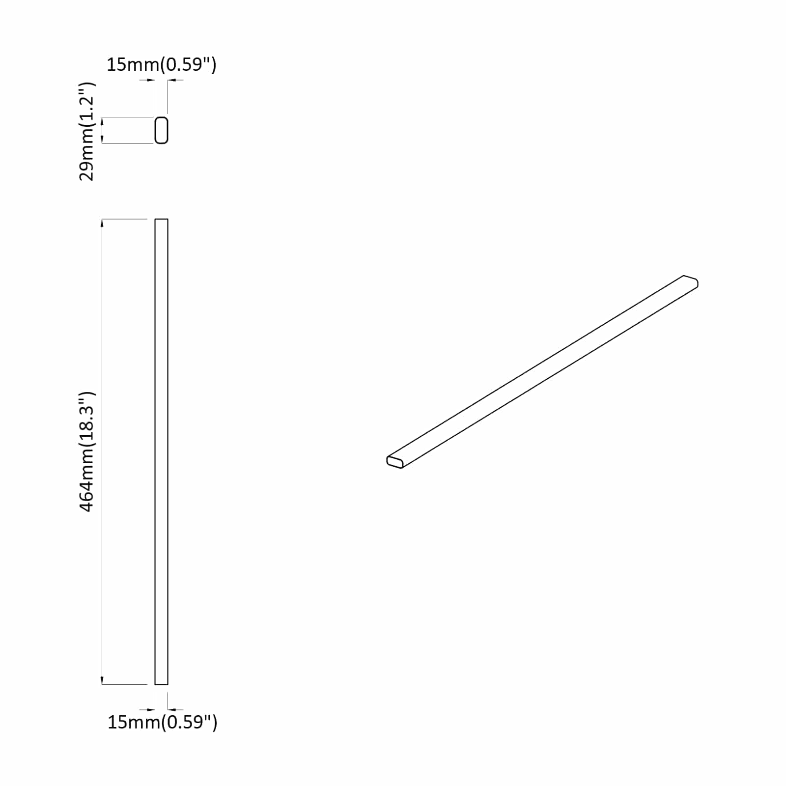 Cijev za ormar 2 pcs Srebrno 464 x 15 x 29 mm