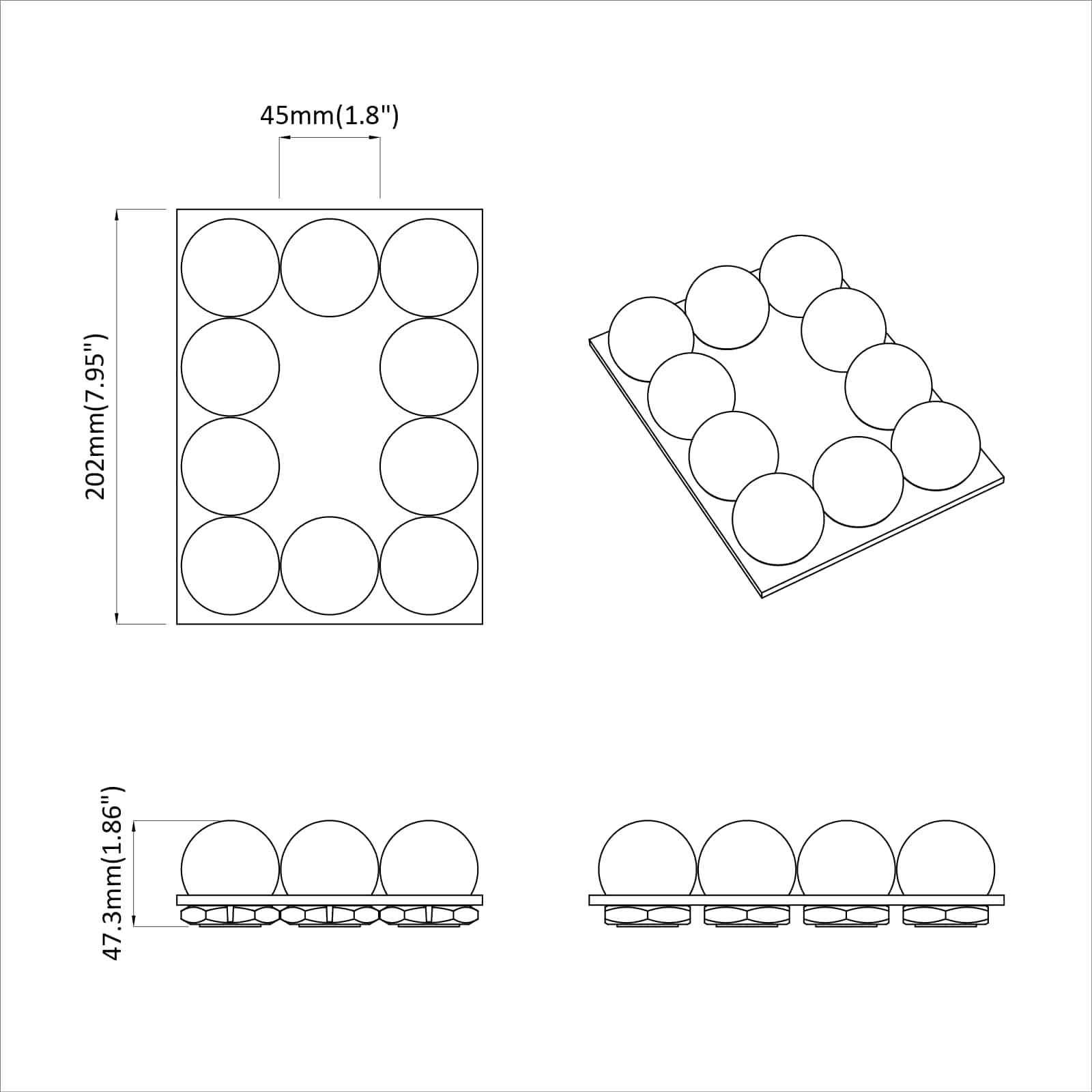 Ogledalne svjetiljke 2 pcs Bijelo 4.5 x 4.5 x 4.8 cm Plastika