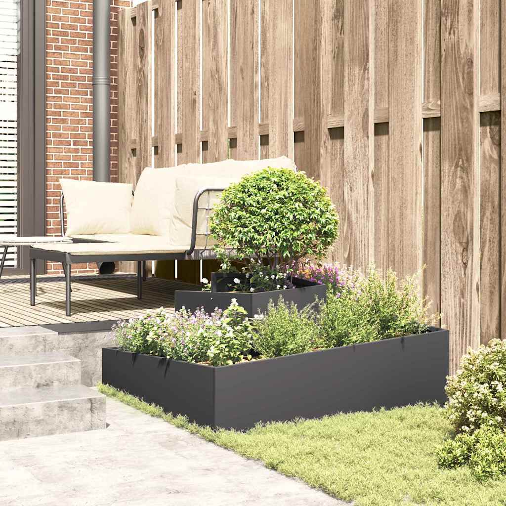 Vrtna saksija Crna 100 x 100 x 50 cm Čelična vrata