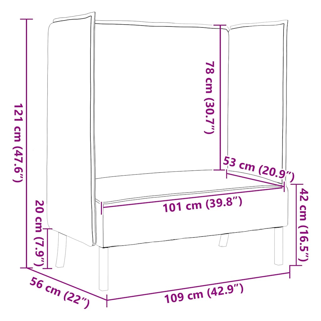 Sofa s visokim naslonom 101cm Tamnozelena tkanina
