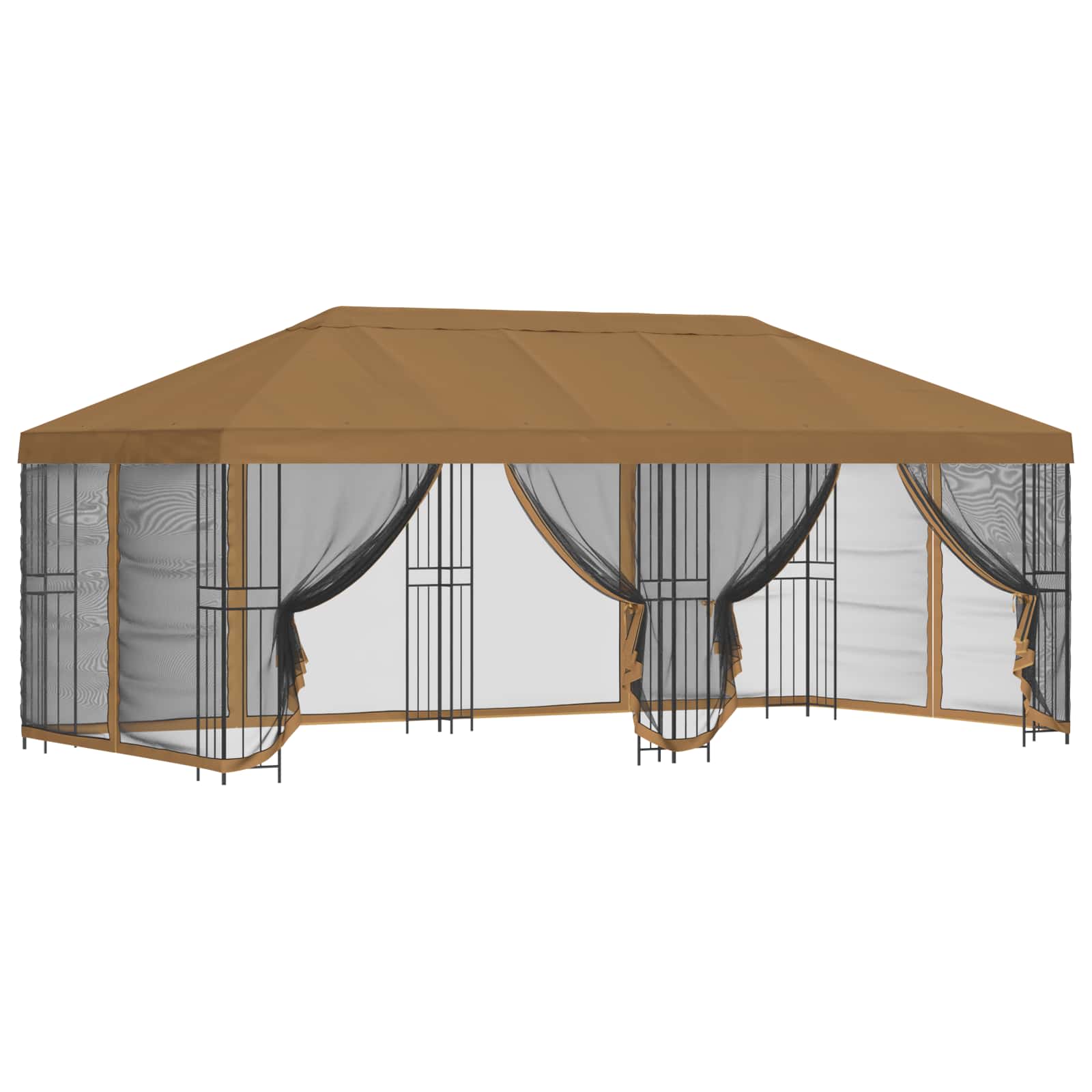Paviljon s bočnim stranama 6 x 3 m Bež Poliester i čelik 190