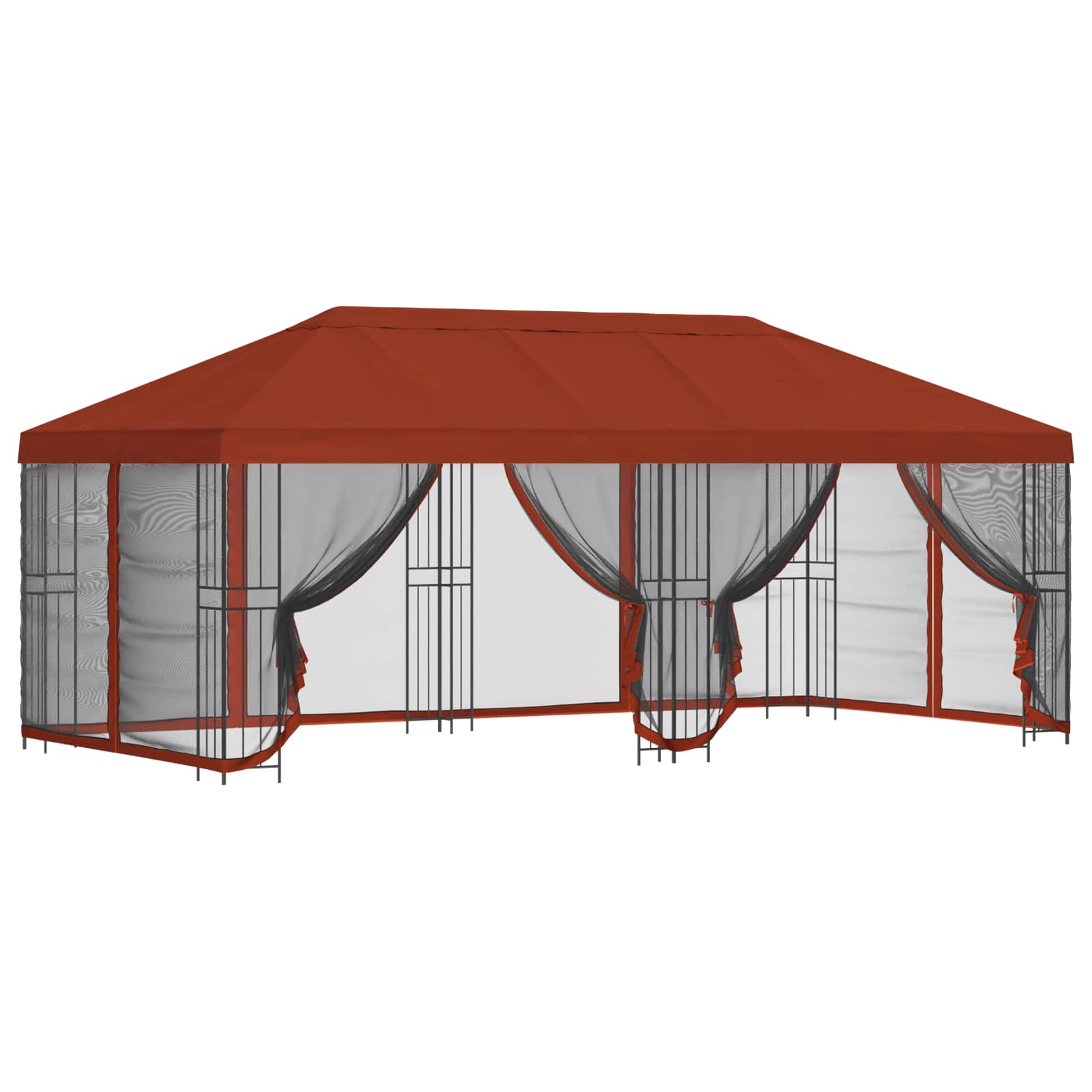 Paviljon s bočnim stranama 6 x 3 m Terakota Poliester i čelik