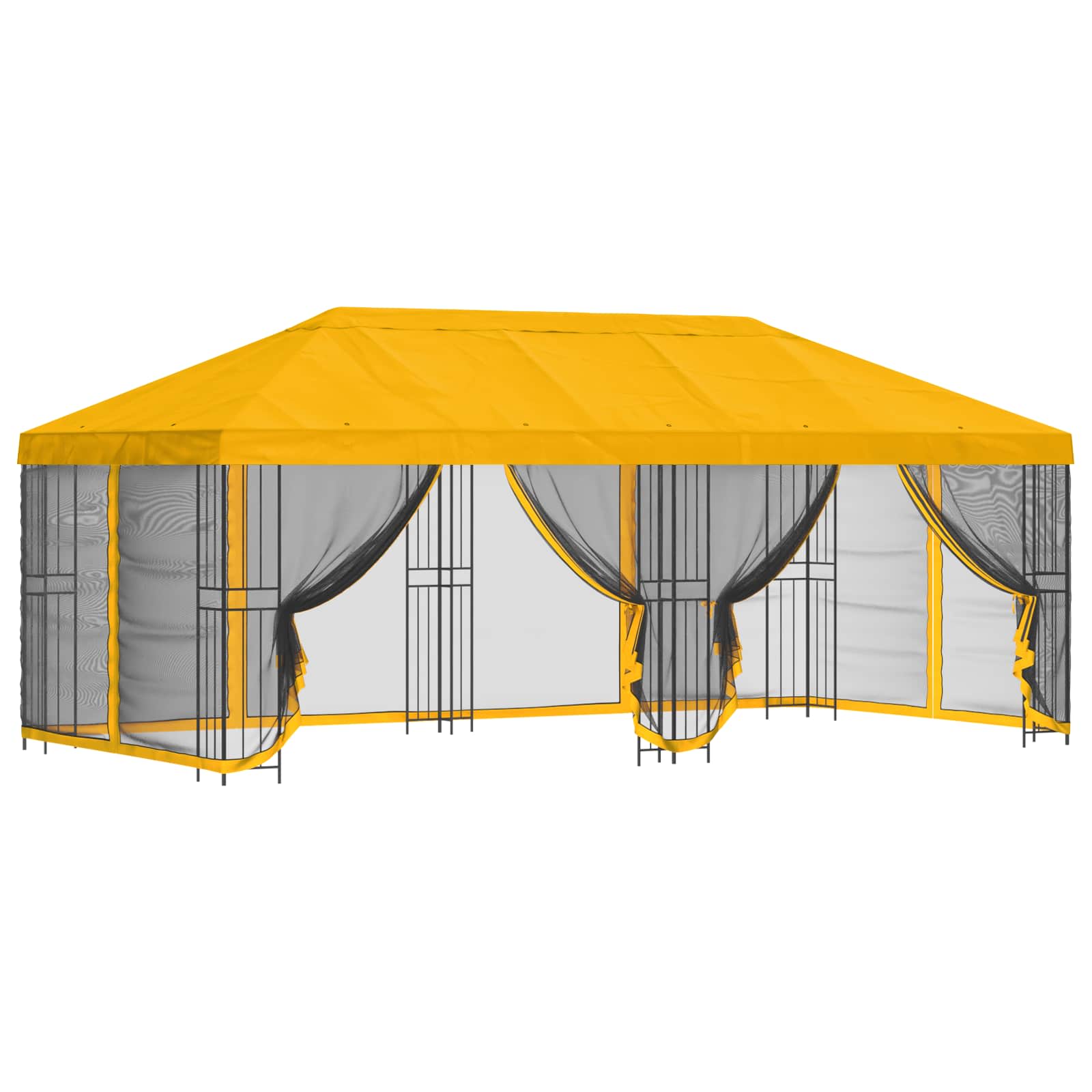 Paviljon s bočnim stranama 6 x 3 m Žuta Poliester i čelik 190