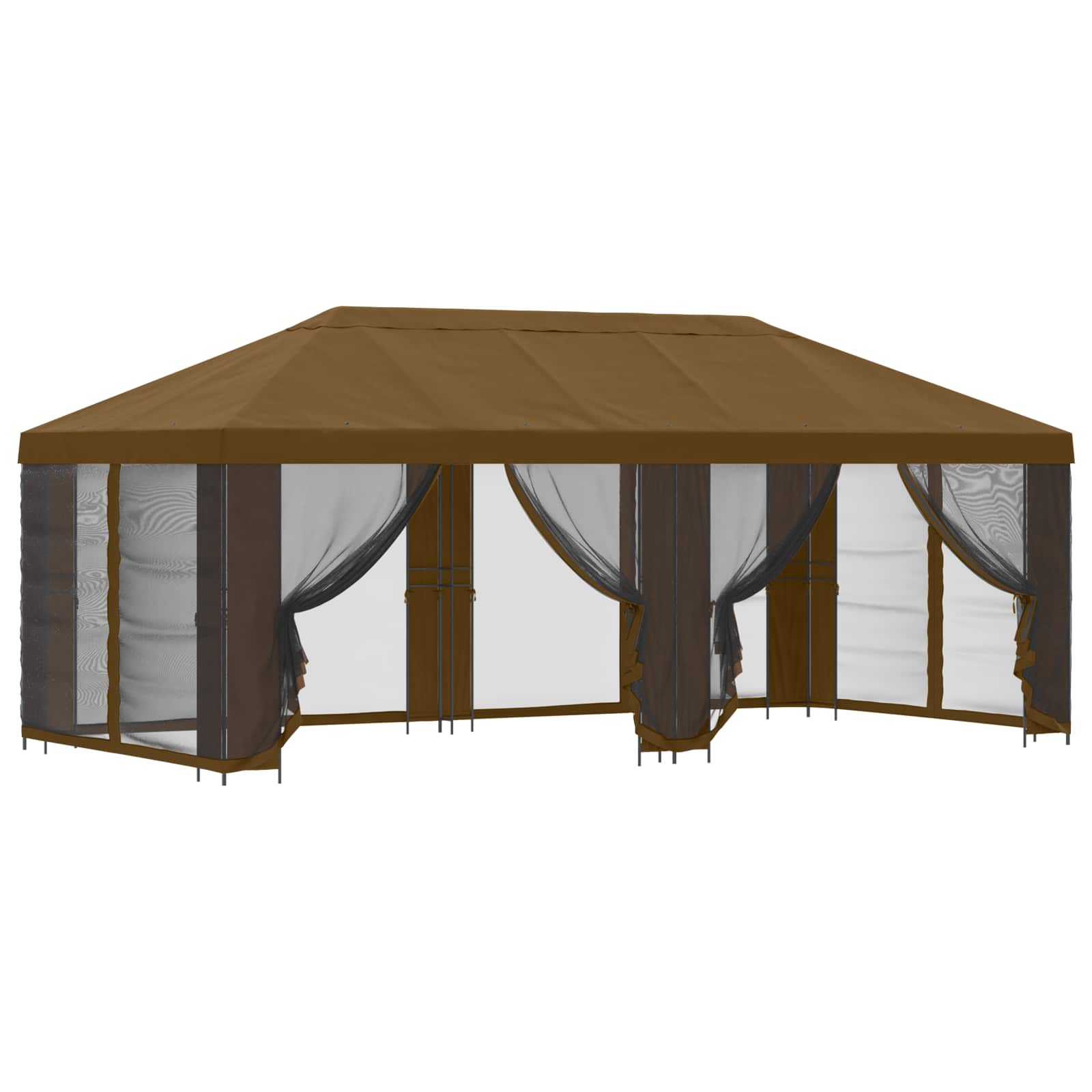 Paviljon s bočnim stranama 6 x 3 m Sivosmeđa Poliester i čelik
